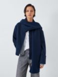 John Lewis ANYDAY Crop Scarf Coat, Navy