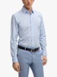 BOSS Hank Slim Fit Pinstripe Shirt, Pastel Blue/White