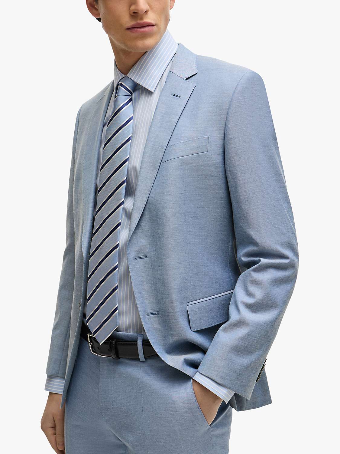 Buy BOSS Hank Slim Fit Pinstripe Shirt, Pastel Blue/White Online at johnlewis.com
