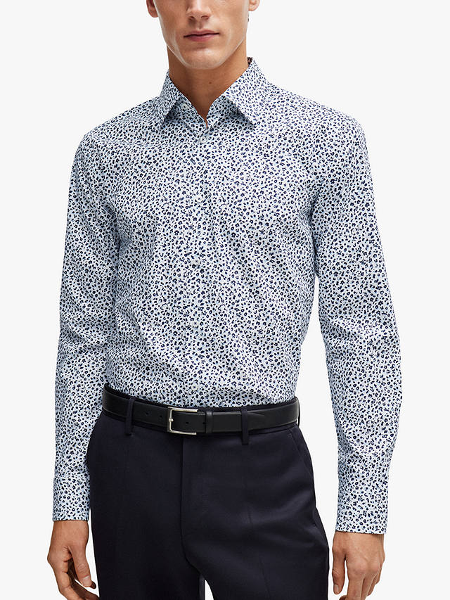 BOSS H-Hank Slim Fit Floral Shirt, Blue/Multi