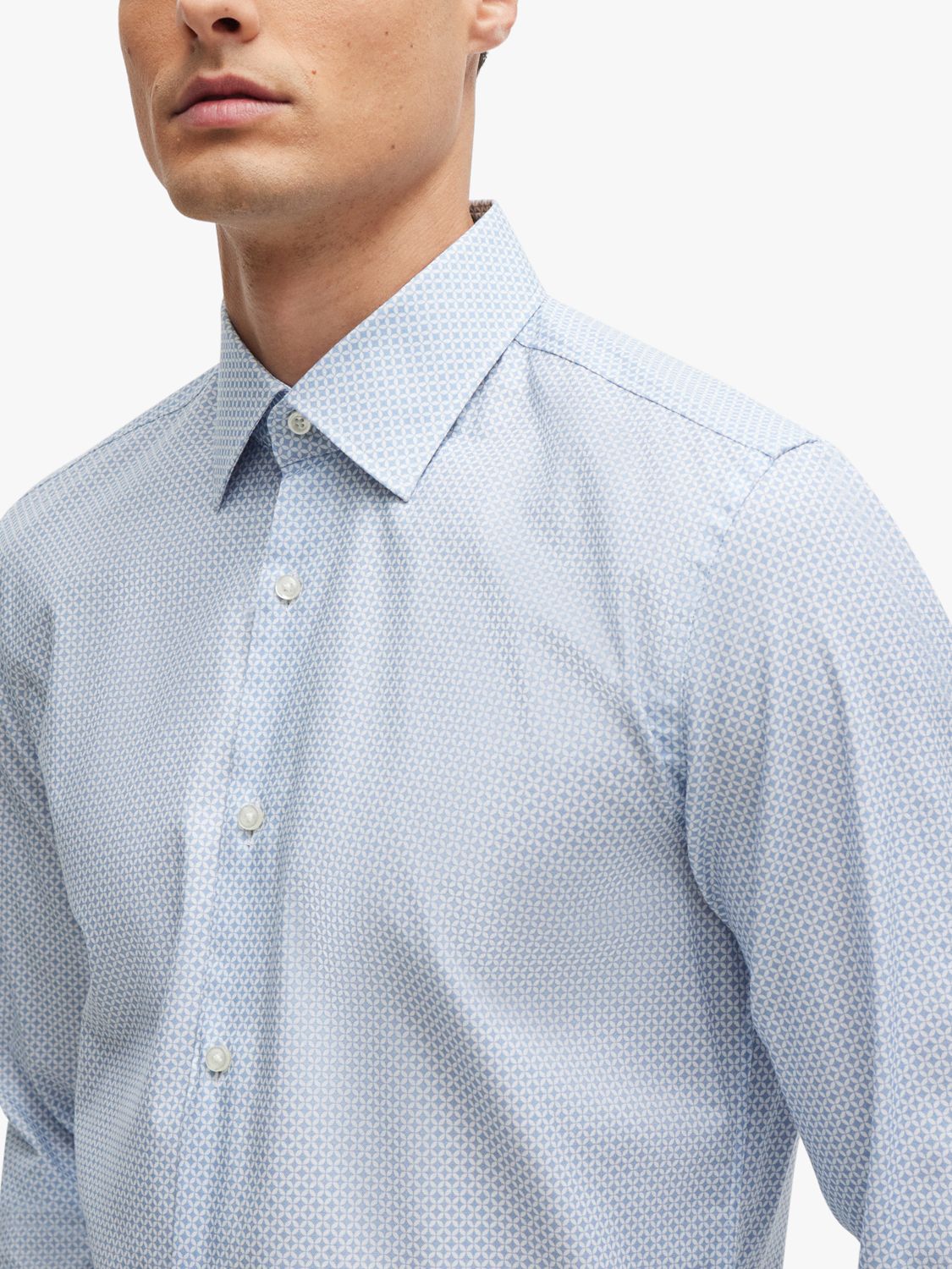BOSS H-Hank Kent Long Sleeve Shirt, Light/Pastel Blue, 17.75L
