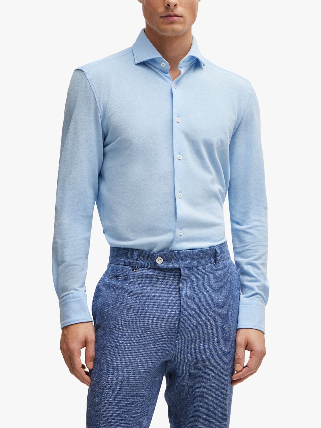 BOSS Casual Fit Long Sleeve Shirt, Light/Pastel Blue, 15