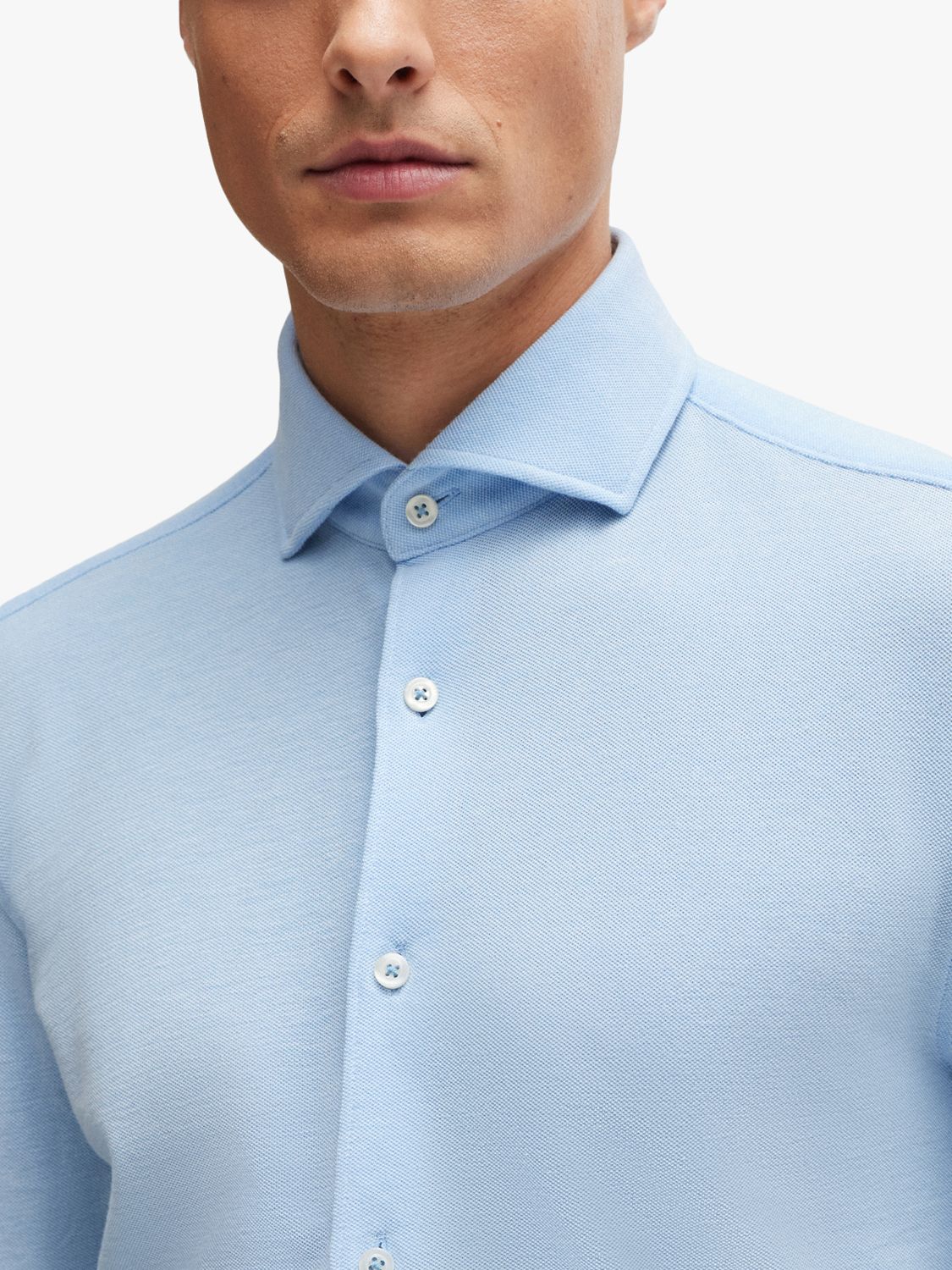 BOSS Casual Fit Long Sleeve Shirt, Light/Pastel Blue, 15