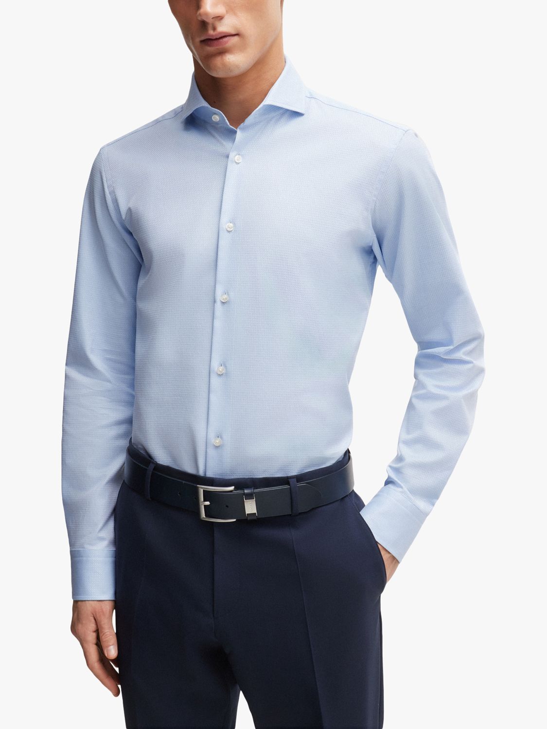 BOSS H-Joe Spread Long Sleeve Shirt, Blue, 17.75L
