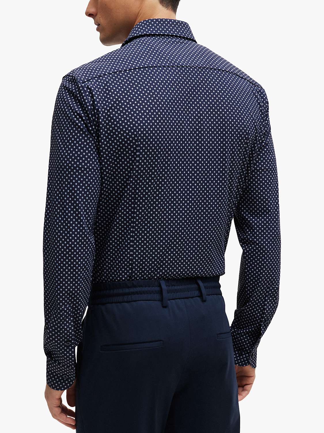 Buy BOSS Hank Spot Print Slim Fit Shirt, Dark Blue Online at johnlewis.com