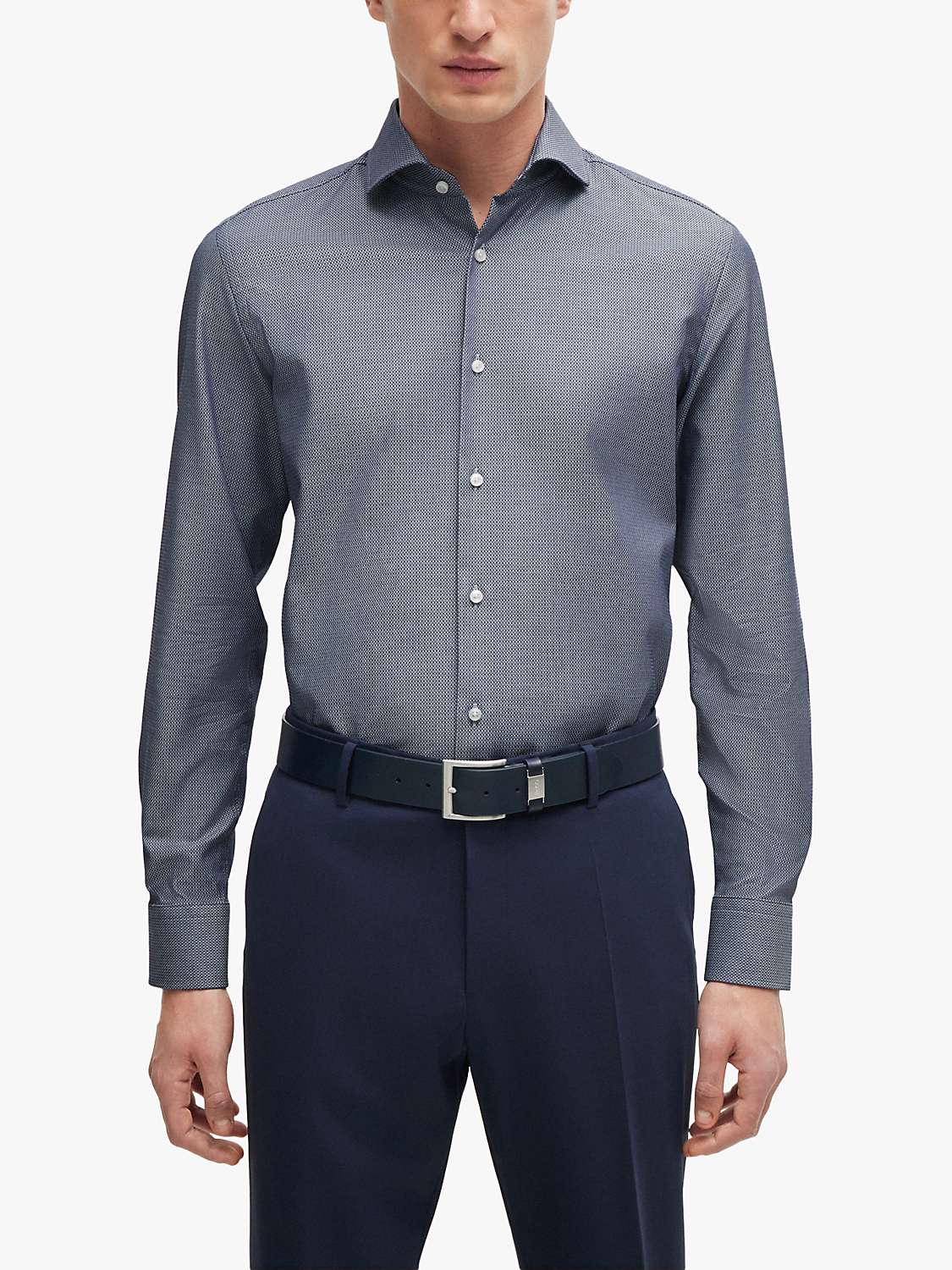 Buy BOSS H-Hank Spread Slim Fit Shirt, Navy Online at johnlewis.com