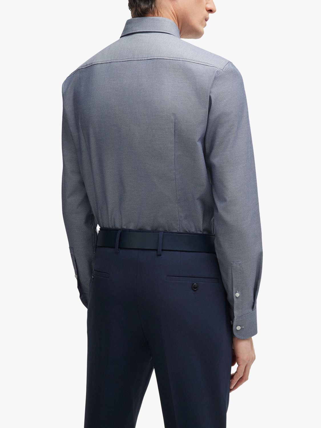 BOSS H-Hank Spread Slim Fit Shirt, Navy, 17.75L