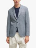 BOSS C-Hanry Linen Blend Slim Fit Check Blazer, Bright Blue