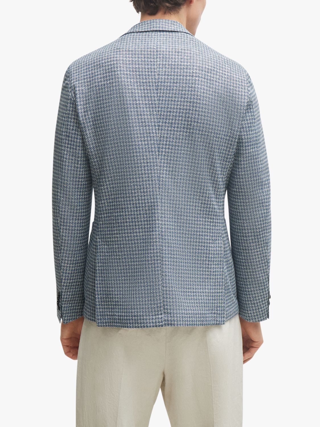 Buy BOSS C-Hanry Linen Blend Slim Fit Check Blazer, Bright Blue Online at johnlewis.com