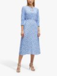 BOSS Daflori Abstract Print Midi A-Line Dress, Blue/White