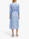 BOSS Daflori Abstract Print Midi A-Line Dress, Blue/White, Blue/White
