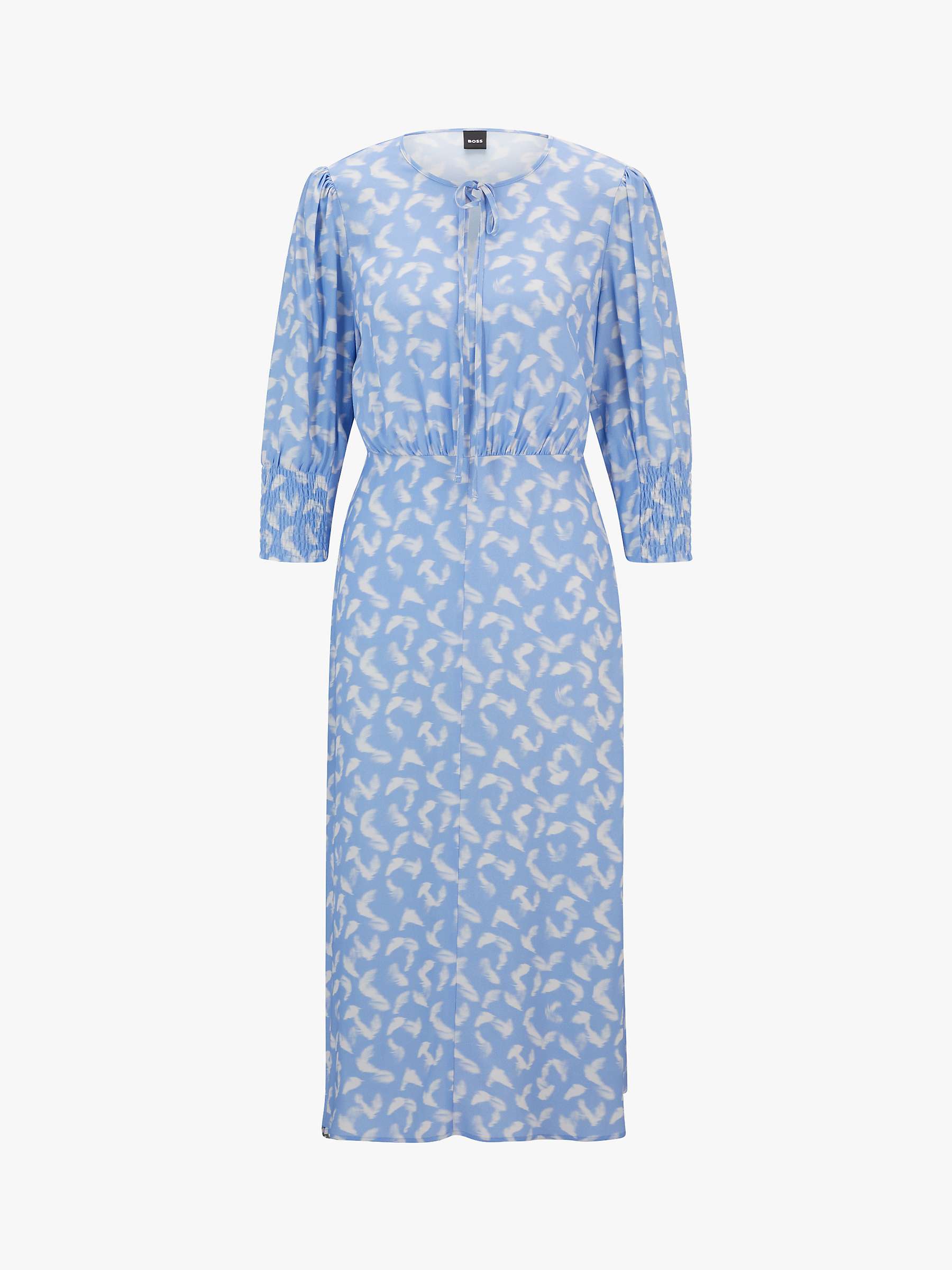 Buy BOSS Daflori Abstract Print Midi A-Line Dress, Blue/White Online at johnlewis.com