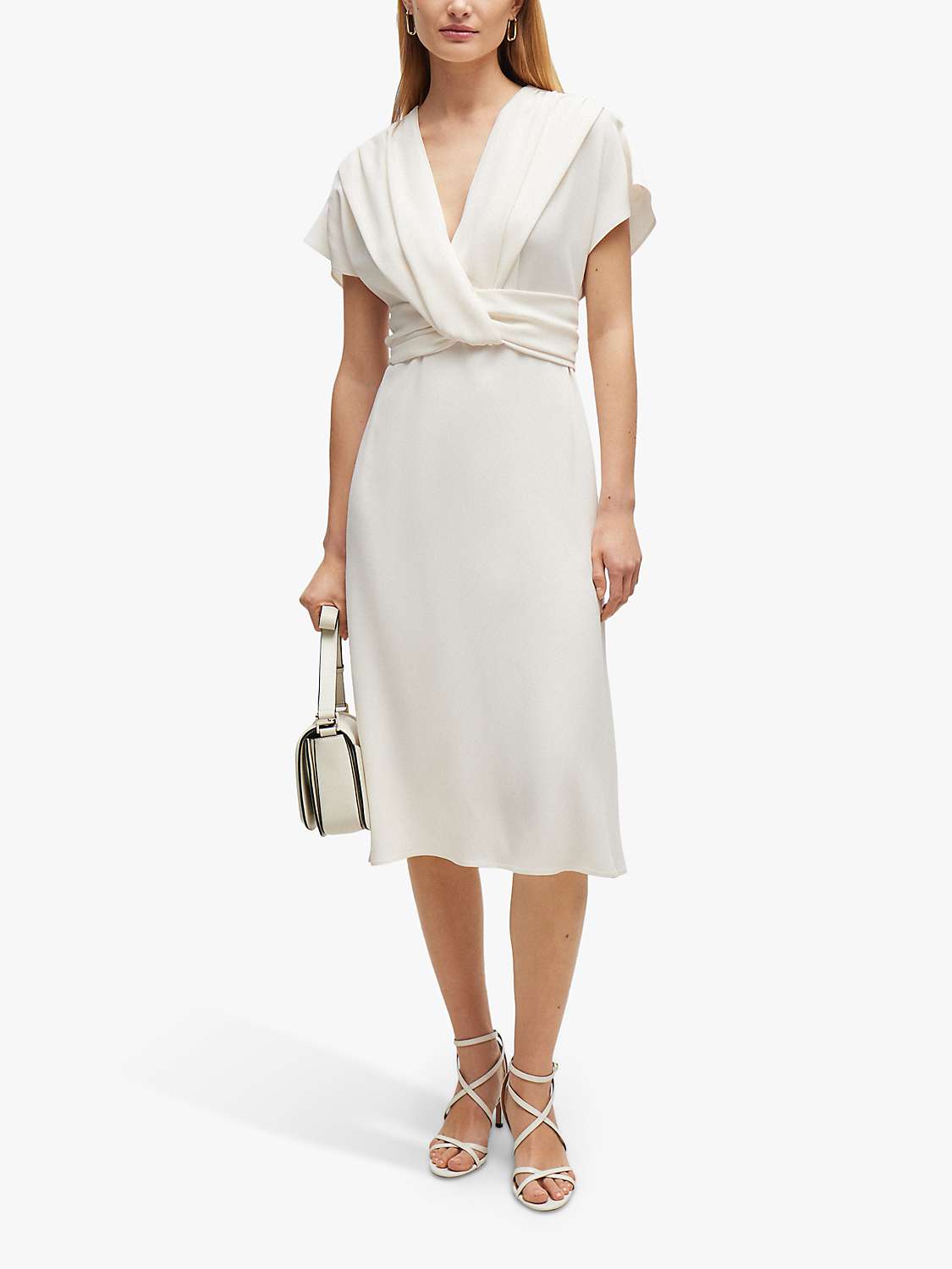 Buy BOSS Debasa Frill Sleeve A-Line Dress, Open White Online at johnlewis.com