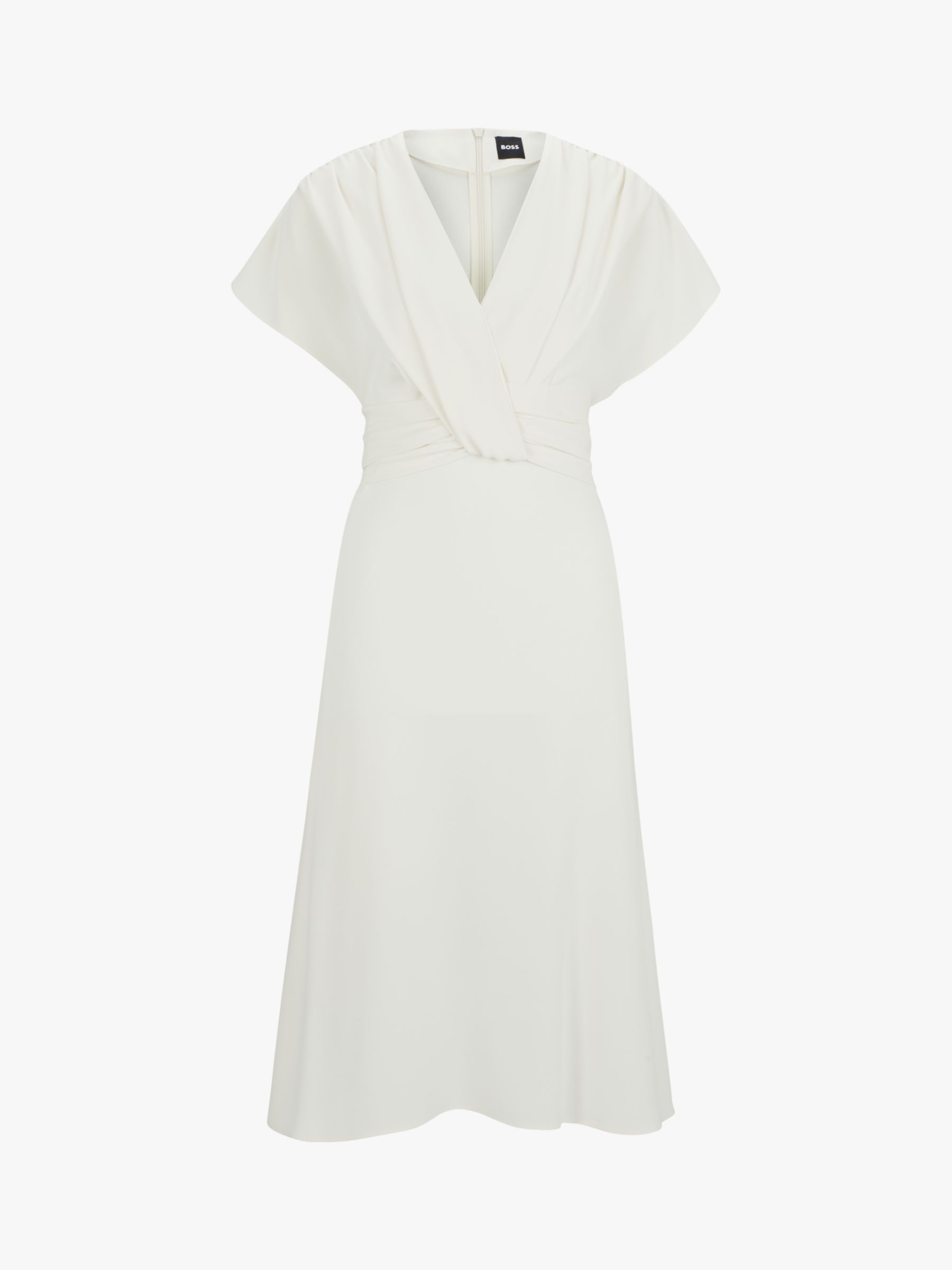 BOSS Debasa Frill Sleeve A-Line Dress, Open White at John Lewis & Partners