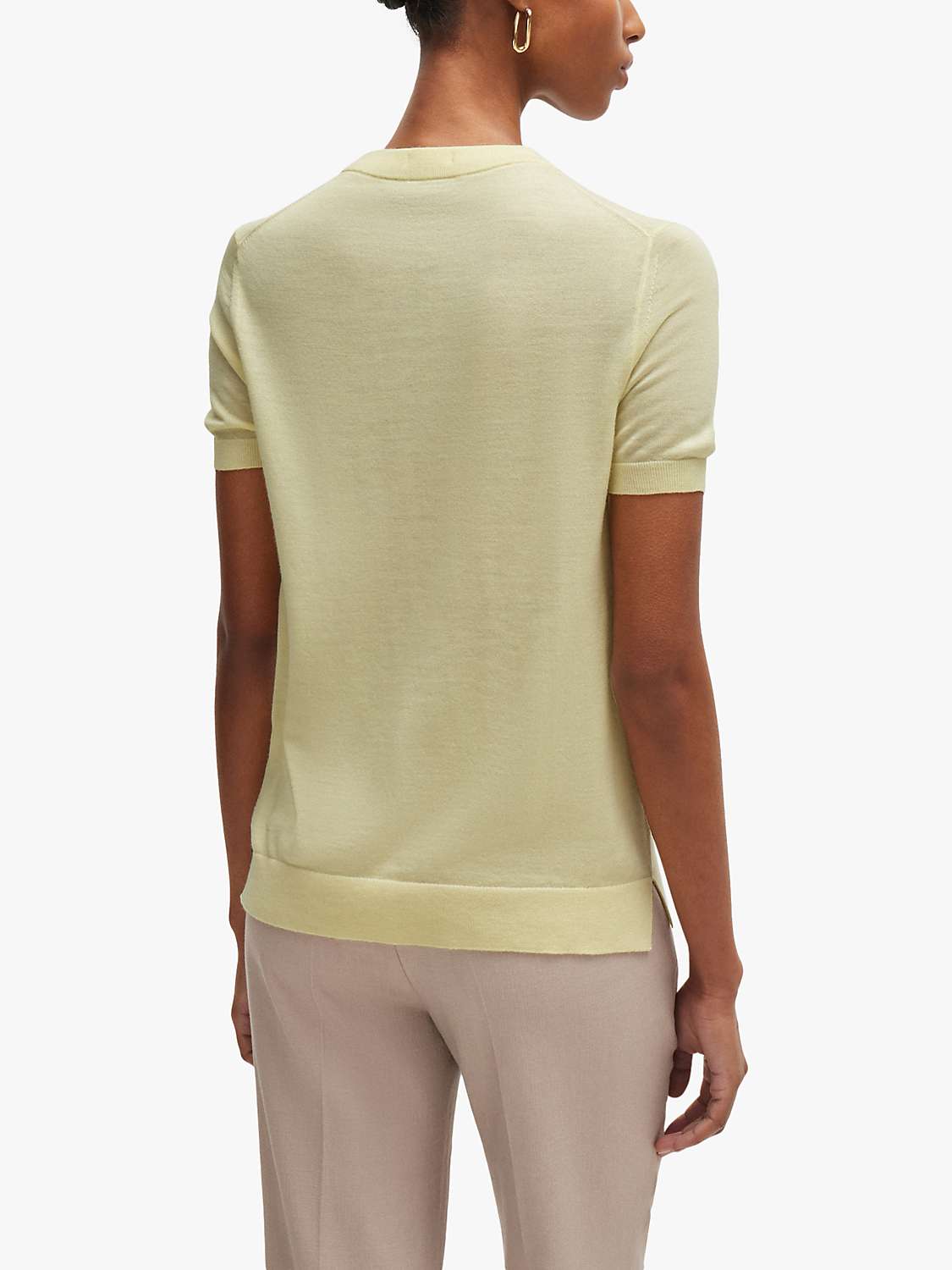 Buy BOSS Merino Wool Short Sleeve Top, Open Yellow Online at johnlewis.com