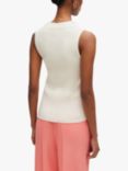 BOSS Fality Rib Knit V-Neck Top, White