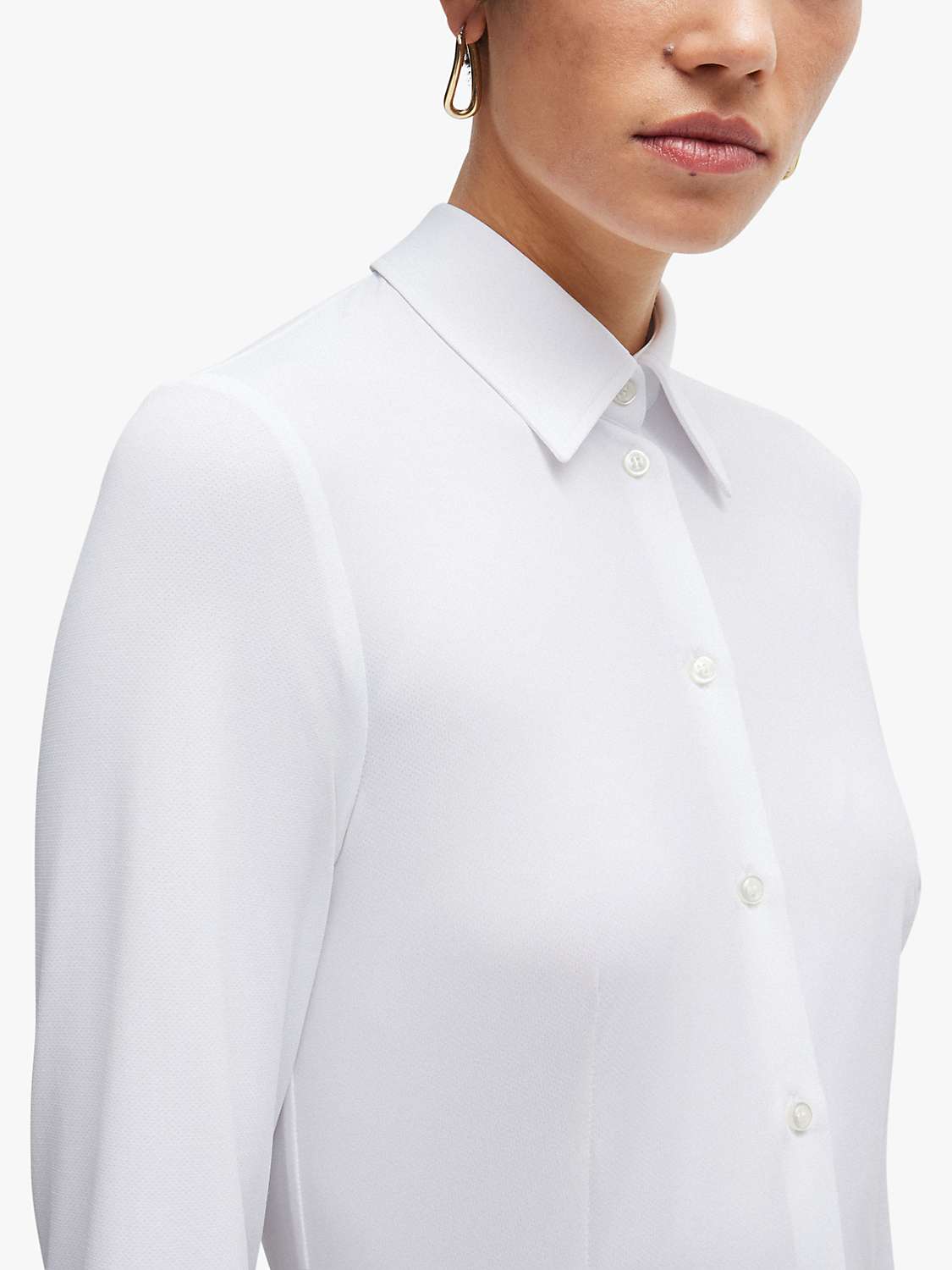 Buy BOSS Boanna 100 Long Sleeve Shirt, White Online at johnlewis.com