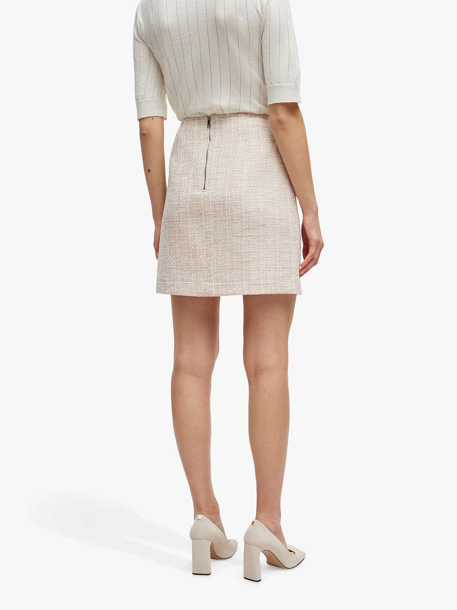 Buy BOSS Vaseto Mini Tweed Skirt, Ivory Online at johnlewis.com