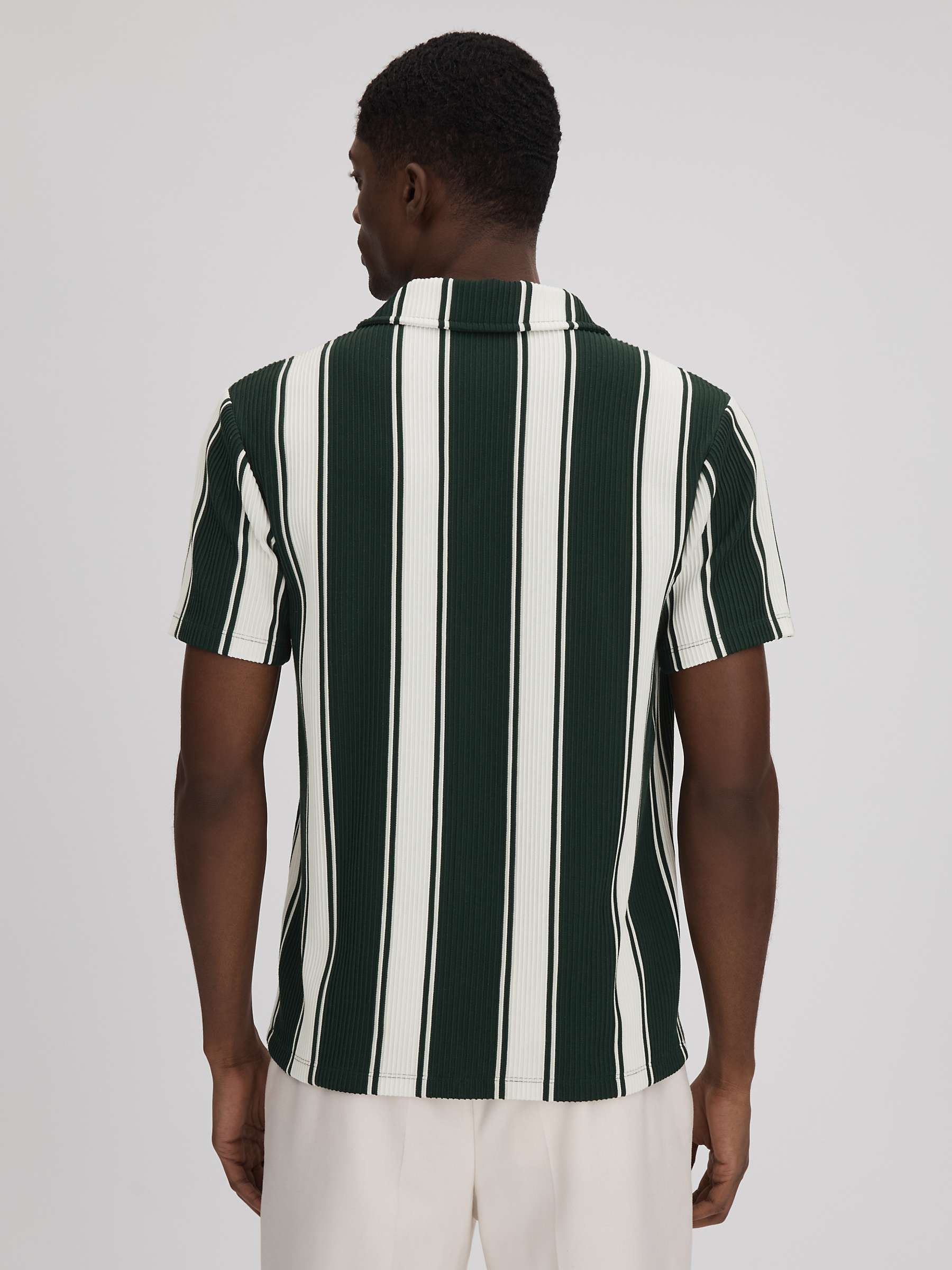Buy Reiss Alton Textured Stripe Shirt, Green/White Online at johnlewis.com