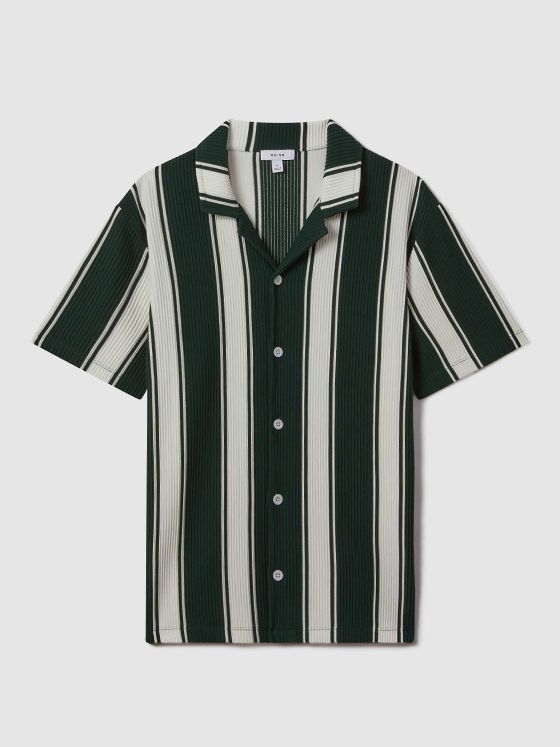 Buy Reiss Alton Textured Stripe Shirt, Green/White Online at johnlewis.com