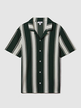 Reiss Alton Textured Stripe Shirt, Green/White