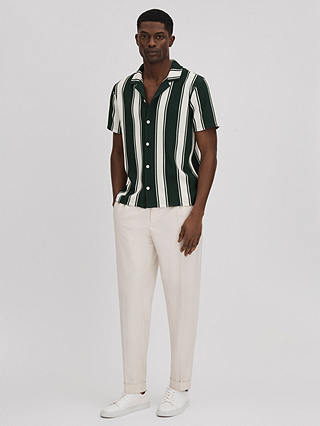 Reiss Alton Textured Stripe Shirt, Green/White
