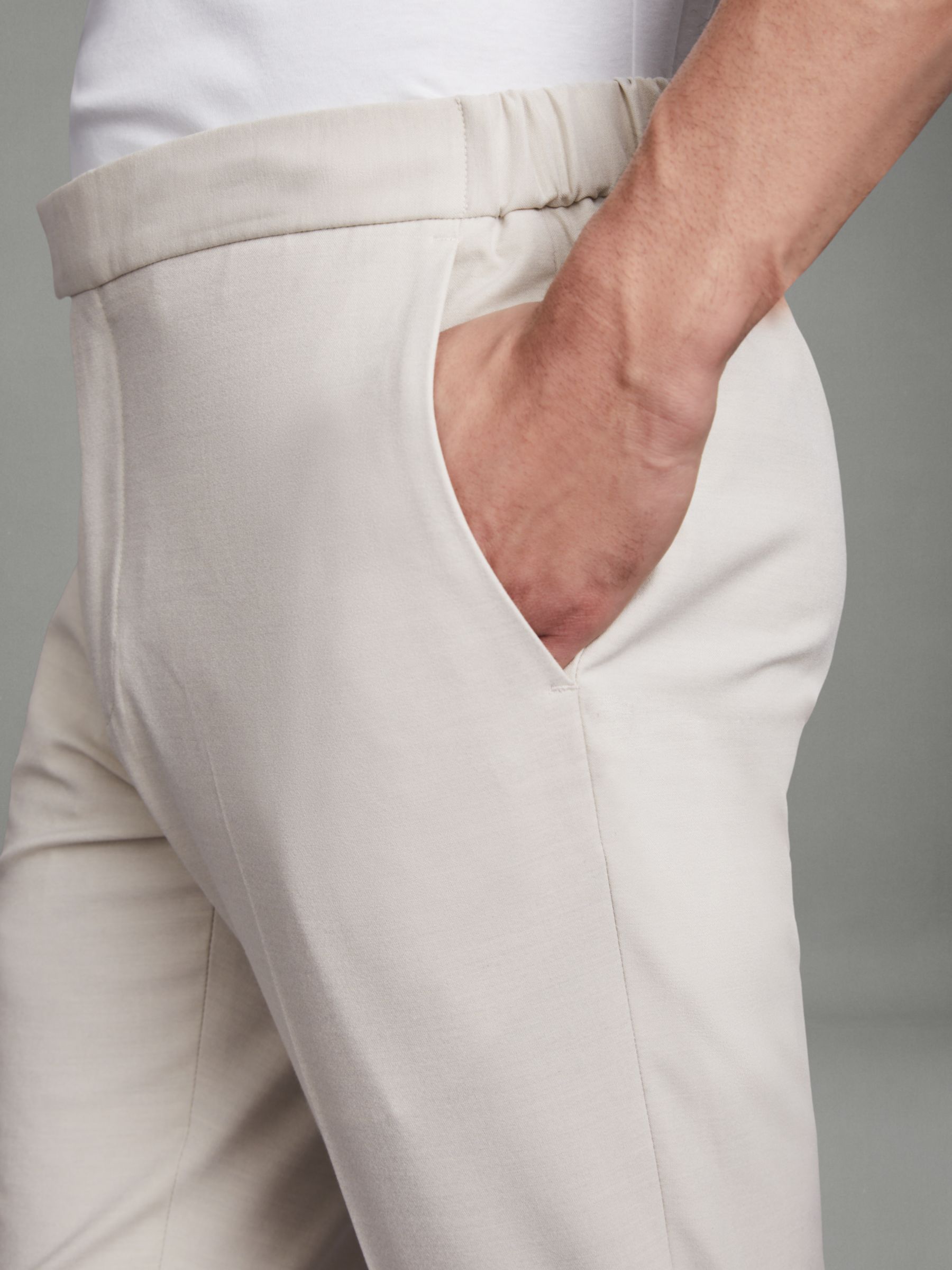 Buy Reiss Found Draw Cord Waist Slim Fit Trousers, Stone Online at johnlewis.com