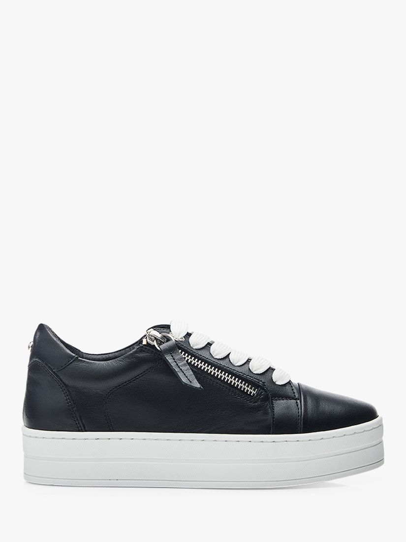 Moda in Pelle Abbiy Zip Detail Leather Trainers, Black at John Lewis ...