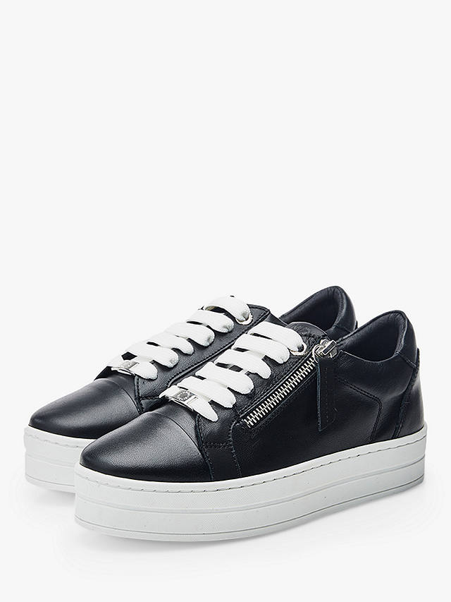 Moda in Pelle Abbiy Zip Detail Leather Trainers, Black