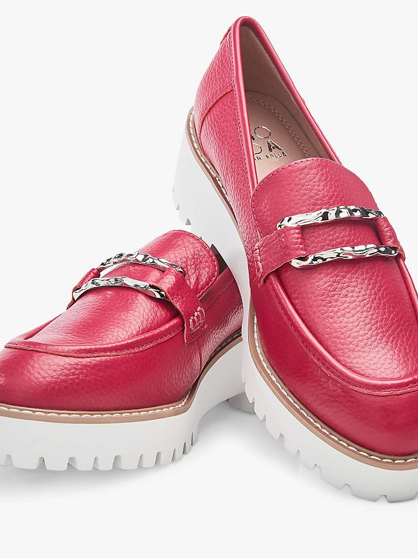 Buy Moda in Pelle Faythe Block Heel Leather Loafers, Raspberry Online at johnlewis.com