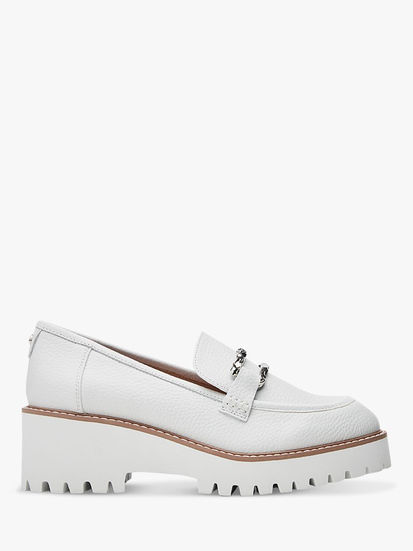 Moda in Pelle Faythe Block Heel Chunky Leather Loafers, White at John ...