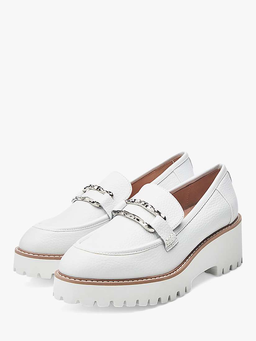 Buy Moda in Pelle Faythe Block Heel Chunky Leather Loafers, White Online at johnlewis.com