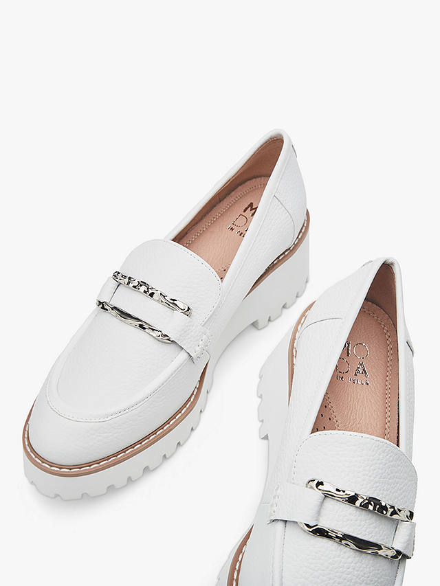 Moda in Pelle Faythe Block Heel Chunky Leather Loafers, White