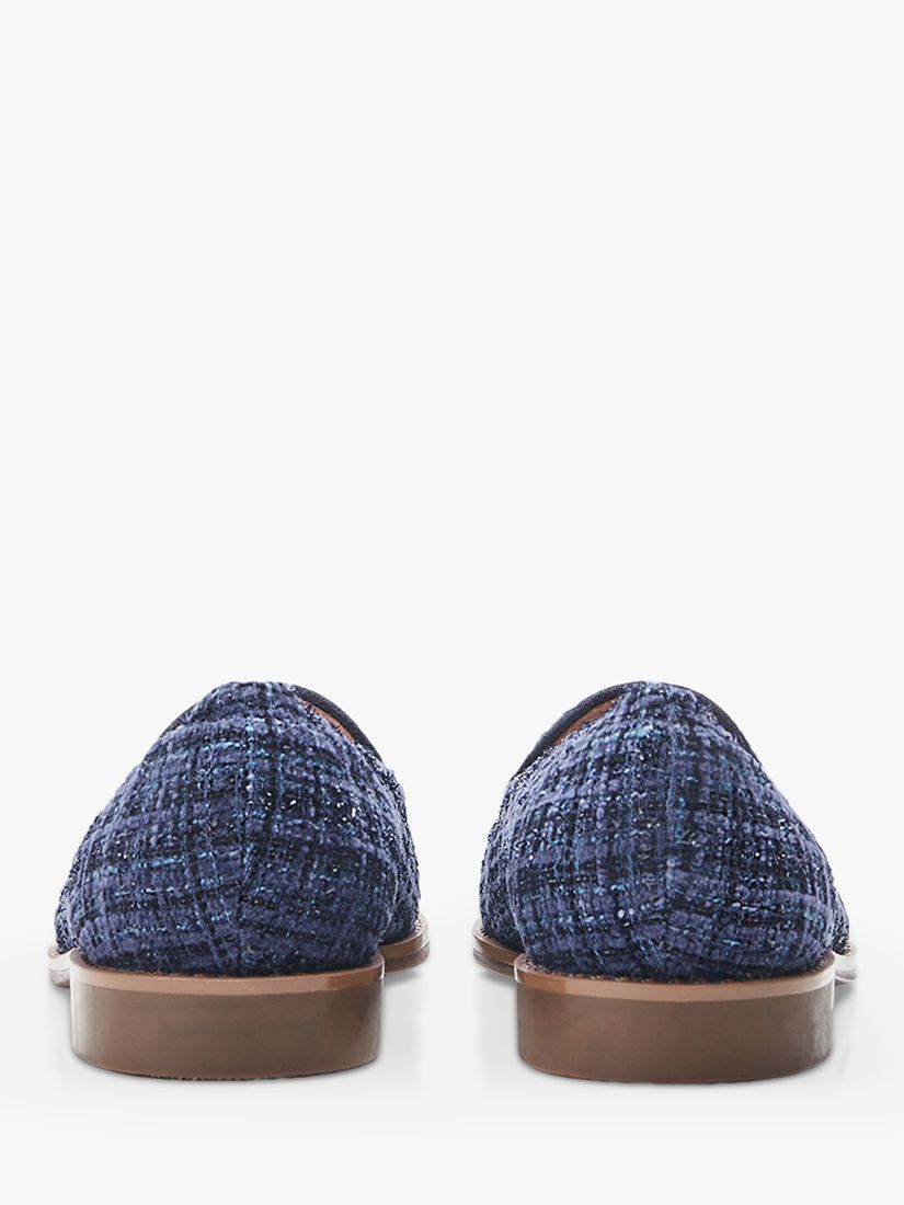 Moda in Pelle Emma Rose Tweed Loafers, Navy, 3