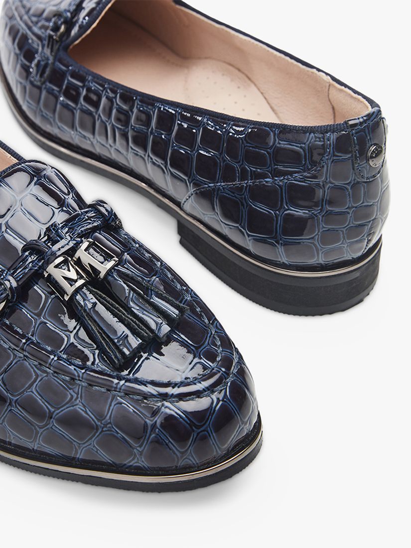 Moda in Pelle Evvaa Tassel Leather Loafers, Navy Patent, 7