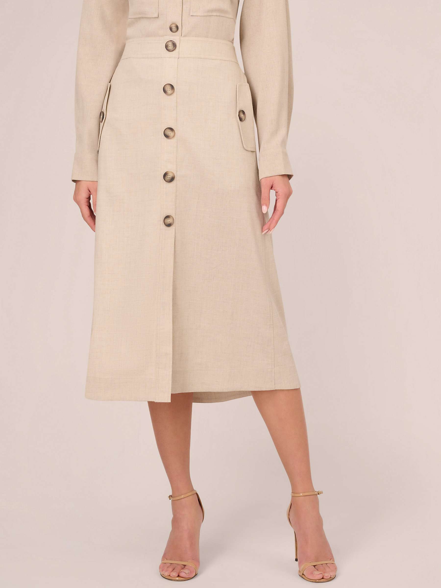 Buy Adrianna Papell A-Line Button Front Utility Skirt, Flax Online at johnlewis.com