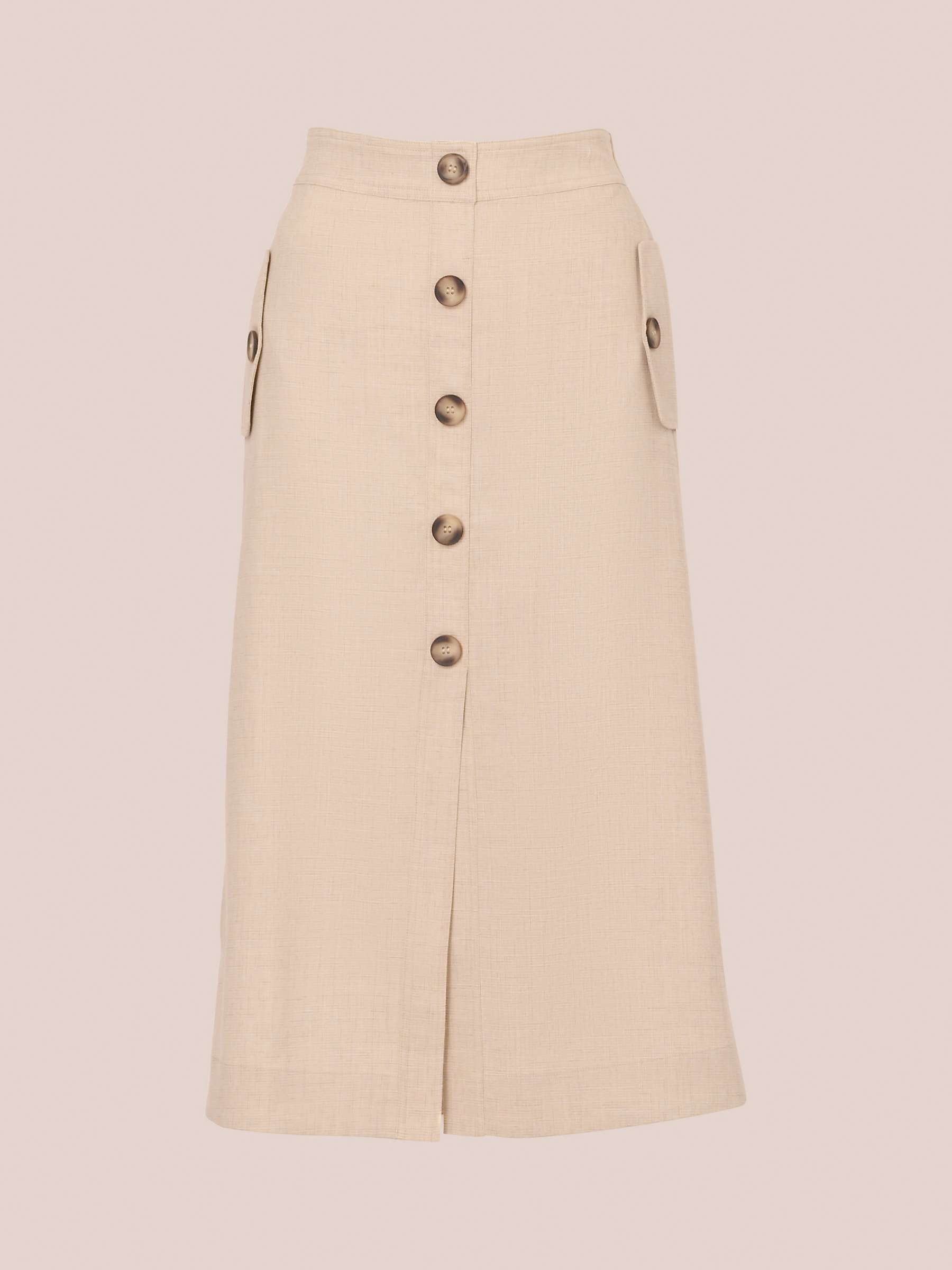 Buy Adrianna Papell A-Line Button Front Utility Skirt, Flax Online at johnlewis.com