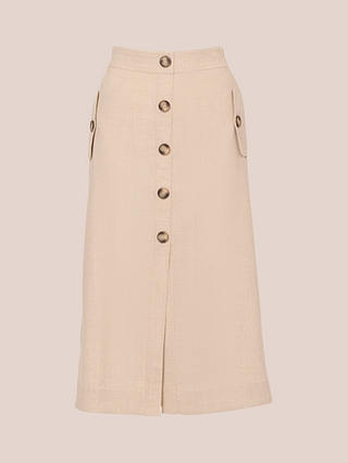 Adrianna Papell A-Line Button Front Utility Skirt, Flax