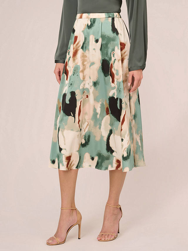 Adrianna Papell Printed A-Line Skirt, Dusty Seafoam