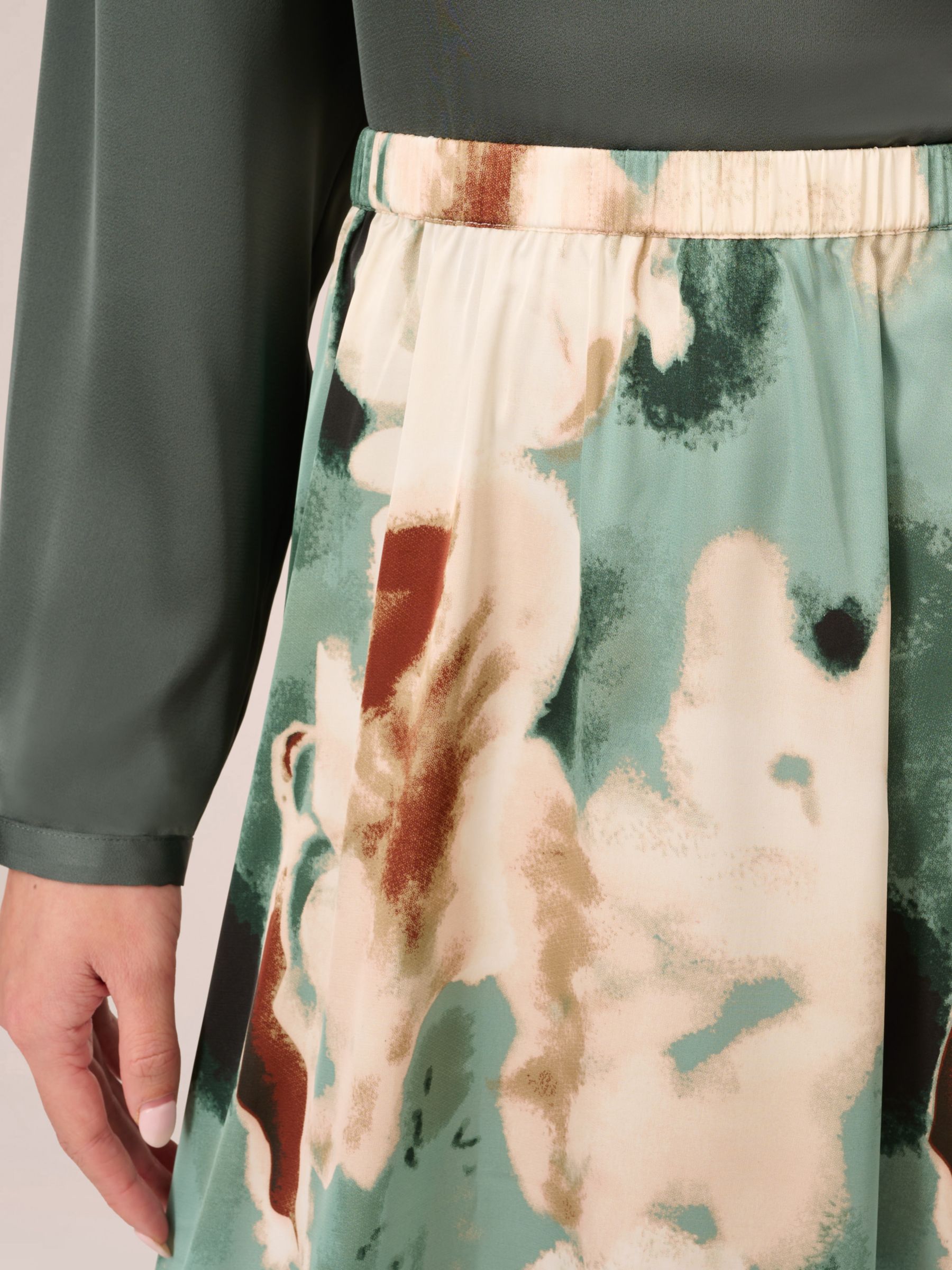 Buy Adrianna Papell Printed A-Line Skirt, Dusty Seafoam Online at johnlewis.com