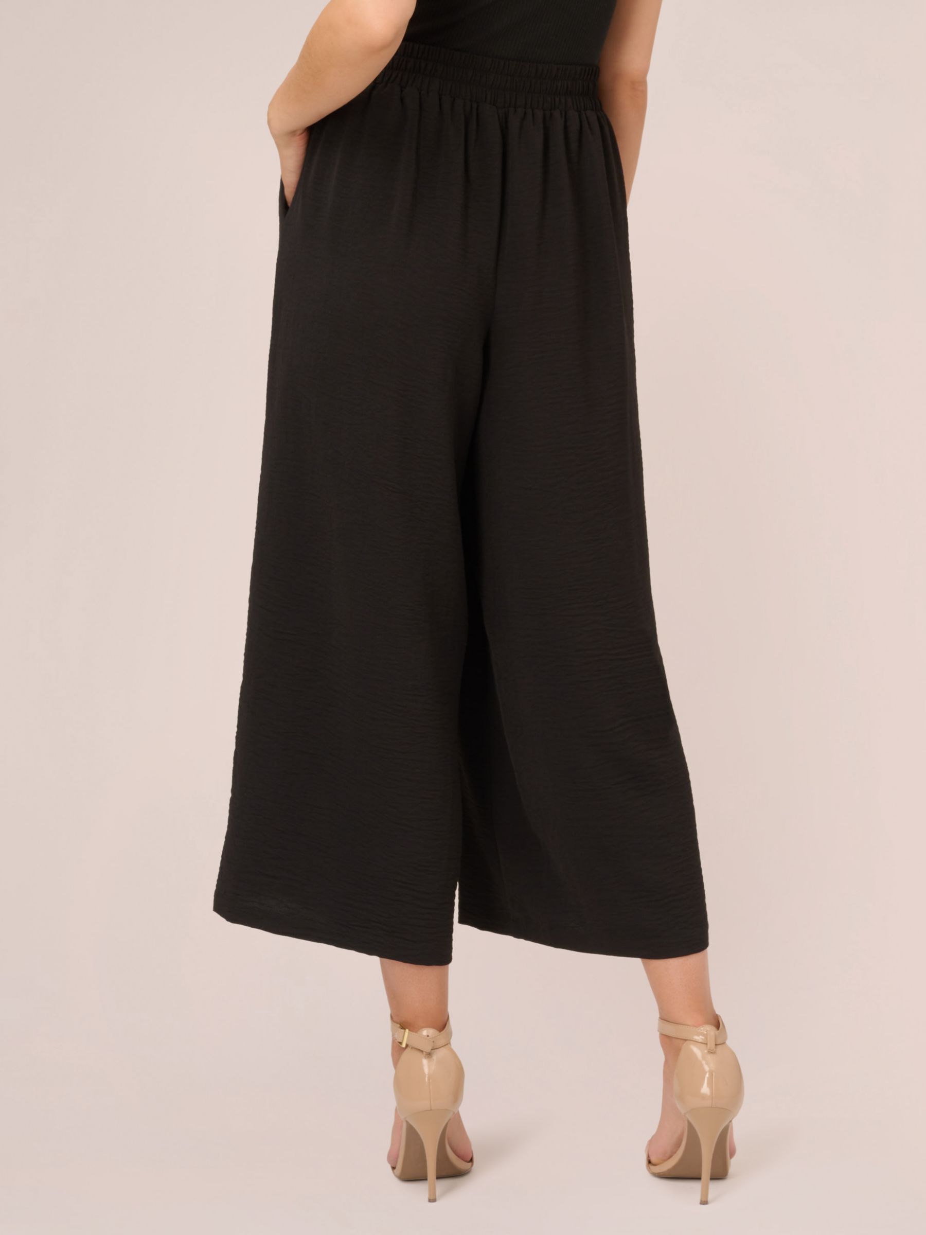 Buy Adrianna Papell Textured Wide Leg Pull On Trousers, Black Online at johnlewis.com