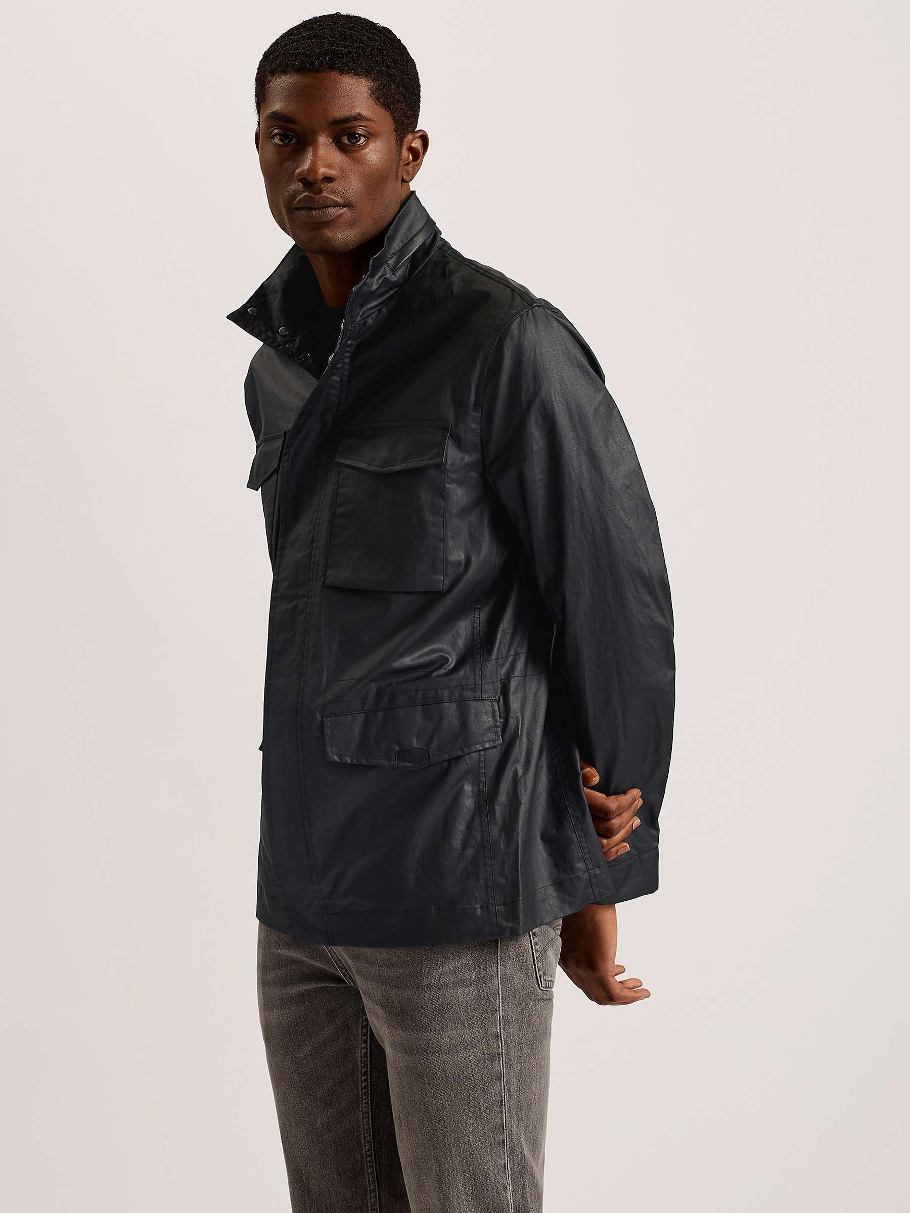 Buy Ted Baker Manvers Technical Linen Field Jacket, Black Online at johnlewis.com