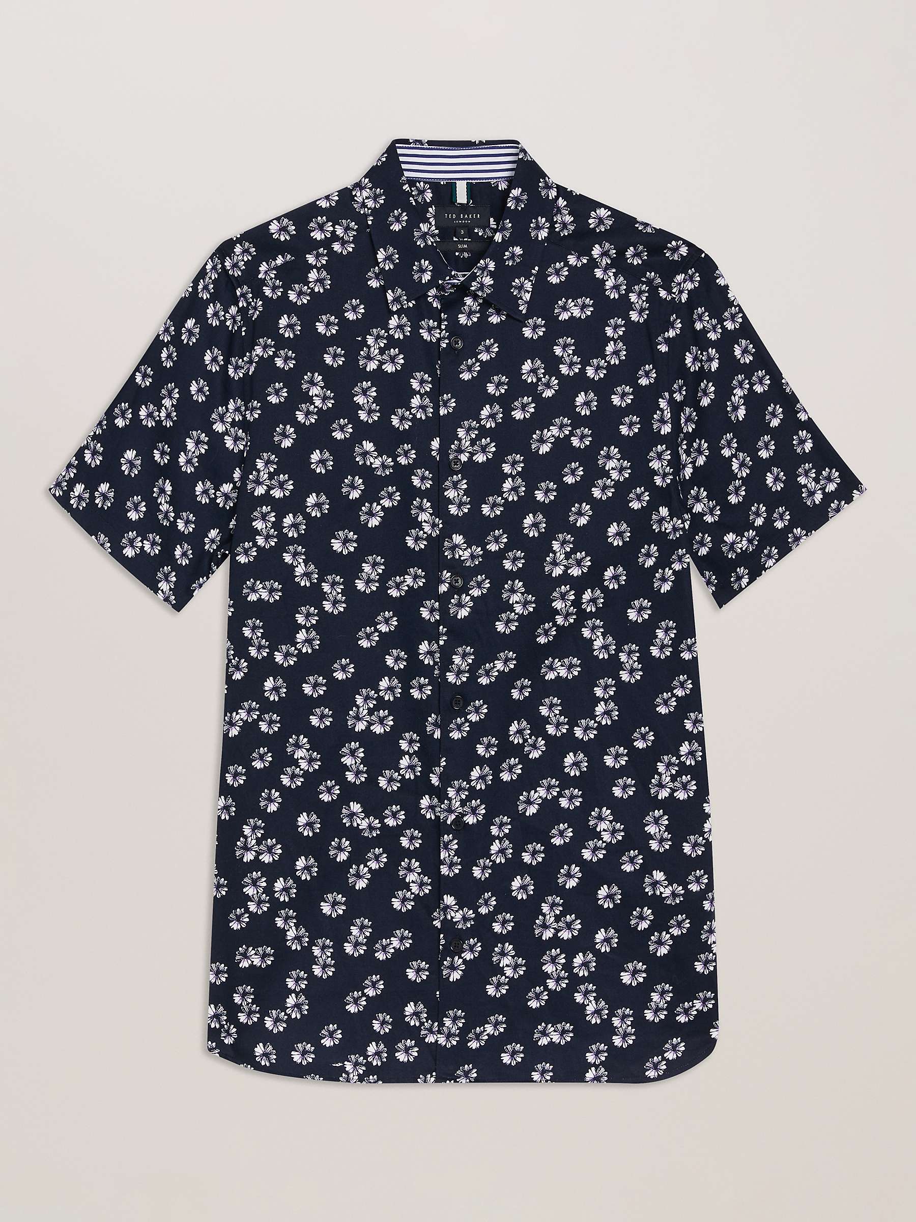 Buy Ted Baker Alfanso Short Sleeve Floral Shirt, Blue Navy Online at johnlewis.com