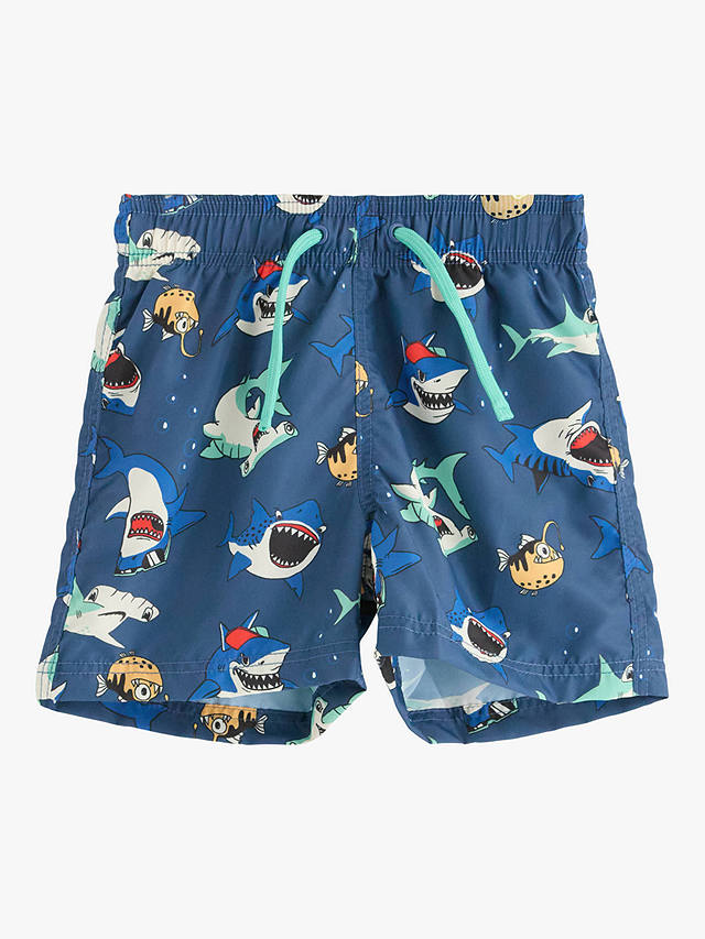 Lindex Kids' Ocean Fish Print Swim Shorts, Dark Dusty Blue