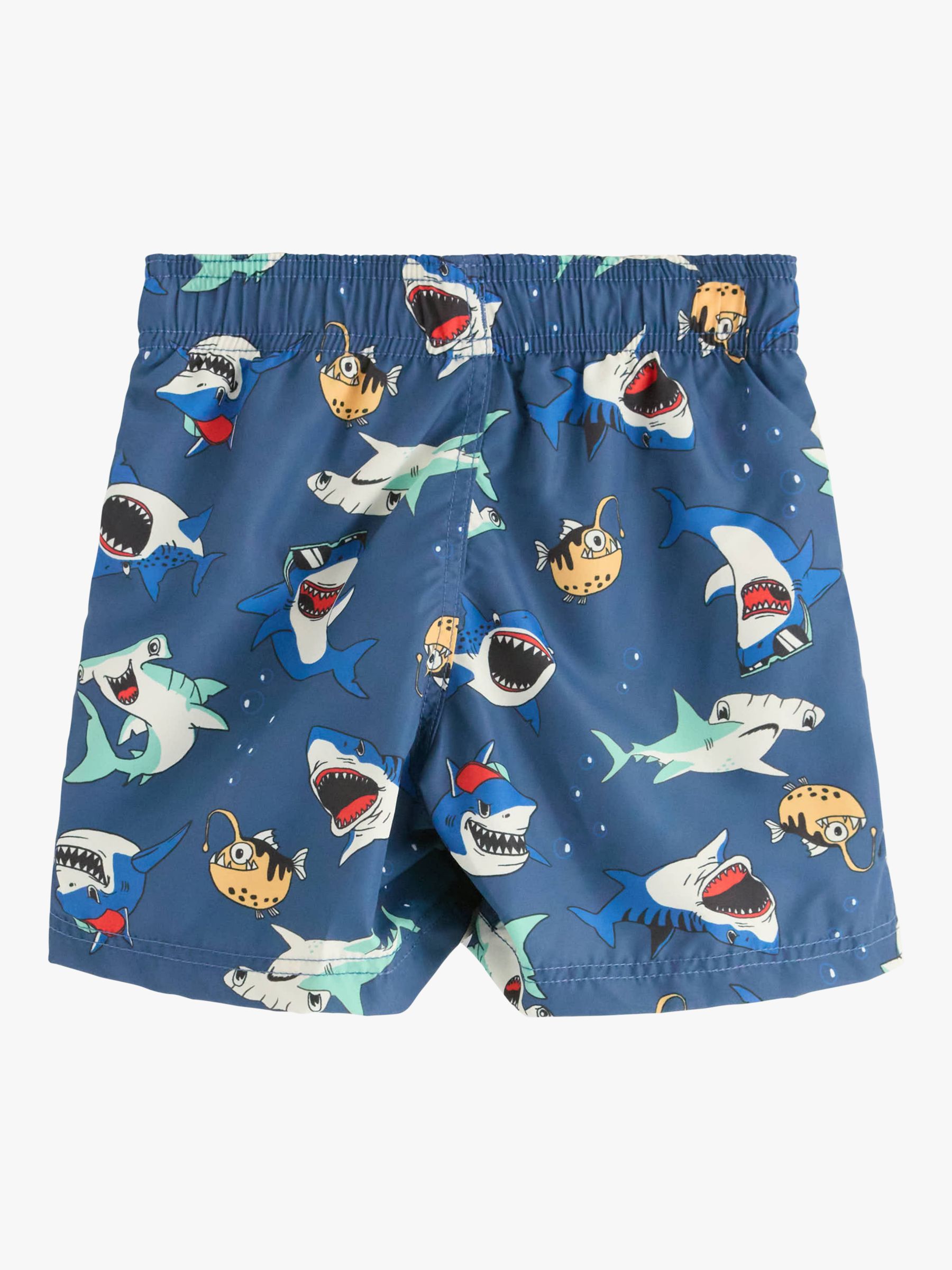 Lindex Kids' Ocean Fish Print Swim Shorts, Dark Dusty Blue, 4-6 years