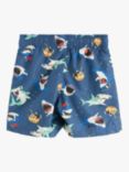 Lindex Kids' Ocean Fish Print Swim Shorts, Dark Dusty Blue
