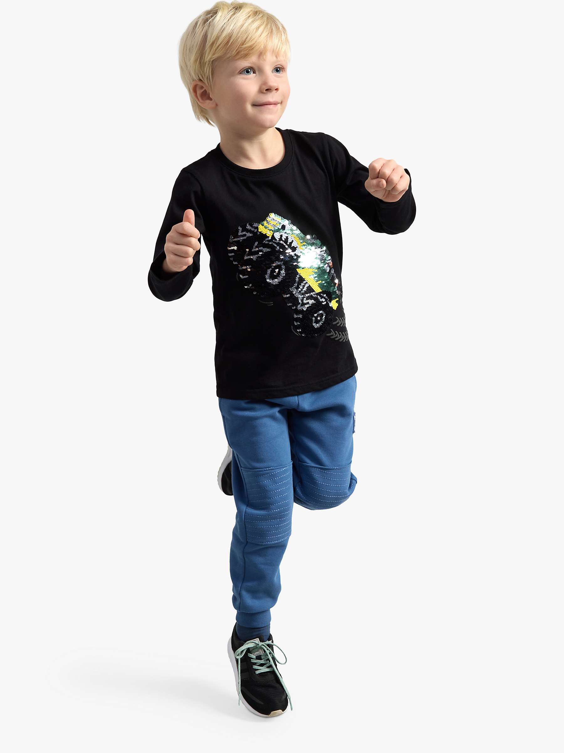 Buy Lindex Kids' Monster Truck Flip Sequin Long Sleeve Top, Black Online at johnlewis.com