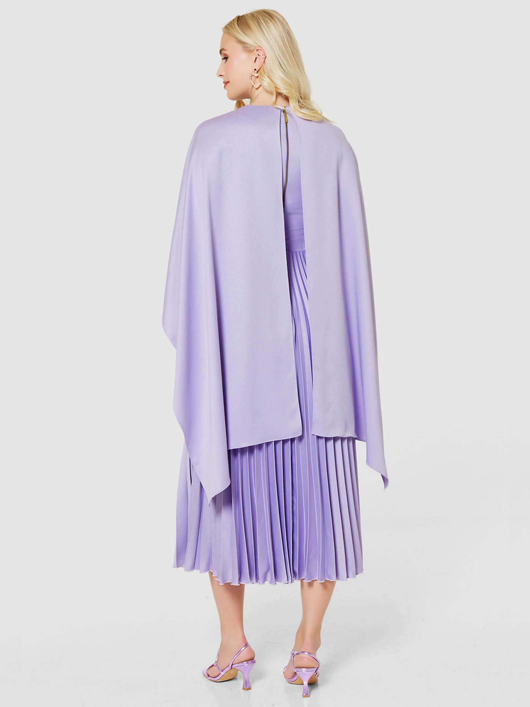 Buy Closet London Pleated Cape Midi Dress, Lilac Online at johnlewis.com