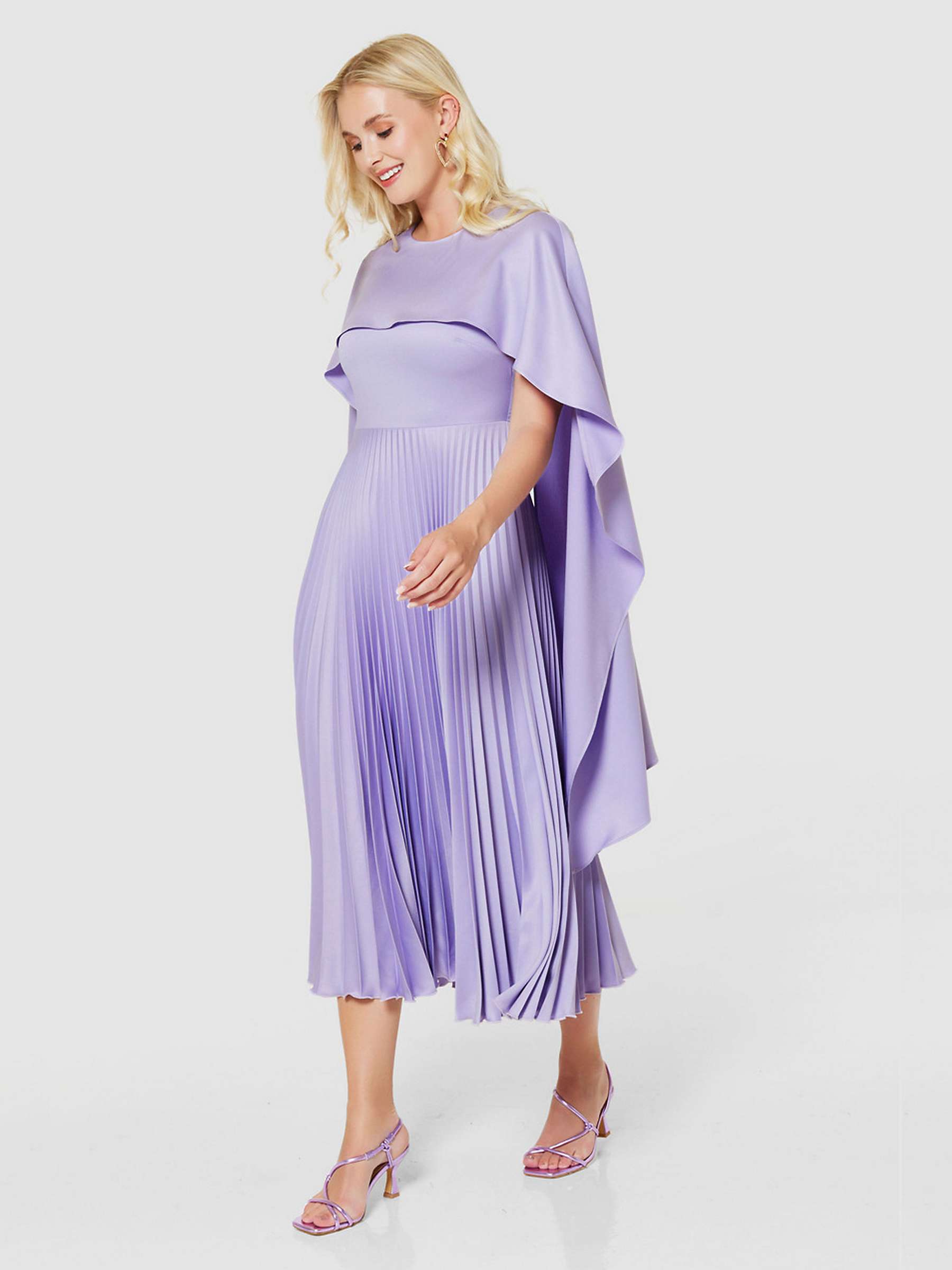 Buy Closet London Pleated Cape Midi Dress, Lilac Online at johnlewis.com