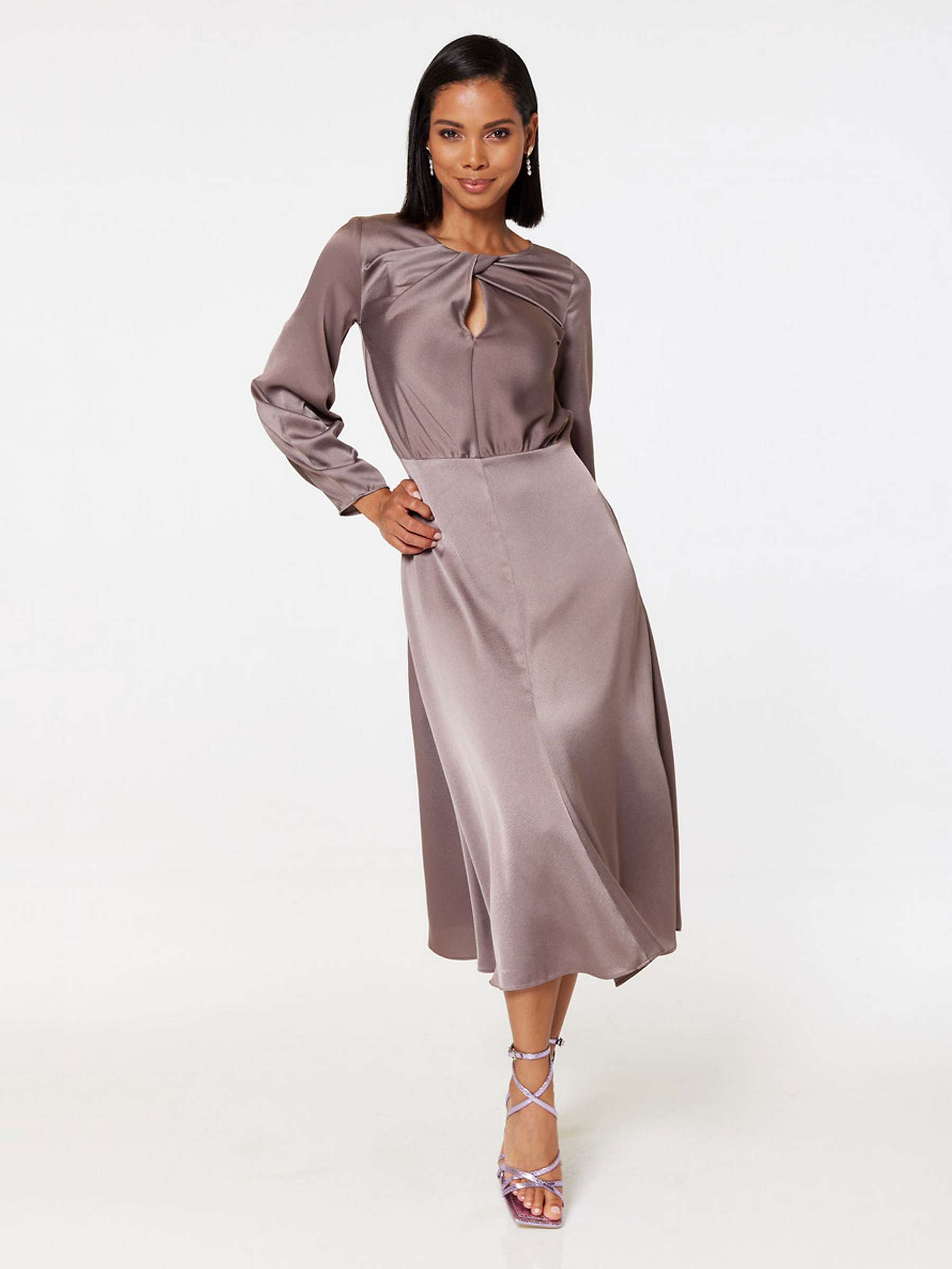 Buy Closet London A-Line Midi Dress, Mocha Online at johnlewis.com